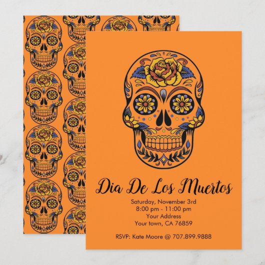 Dia De Los Muertos Sugar Skull Party Kaart (Voorkant / Achterkant)