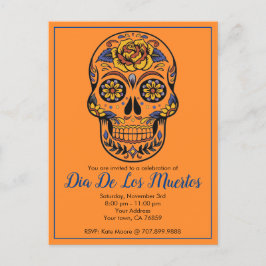 Dia De Los Muertos Sugar Skull Party Uitnodiging Briefkaart