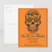 Dia De Los Muertos Sugar Skull Party Uitnodiging Briefkaart (Voorkant / Achterkant)