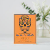 Dia De Los Muertos Sugar Skull Party Uitnodiging Briefkaart (Staand voorkant)