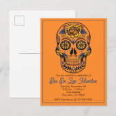 Dia De Los Muertos Sugar Skull Party Uitnodiging Briefkaart (Voorkant / Achterkant)