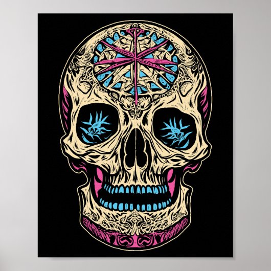 Dia De Los Muertos Sugar Skull Poster (Voorkant)