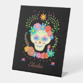 Dia de los Muertos Sugar Skull Remembryo Sign Reclamebord Met Voetstuk (Voorkant)