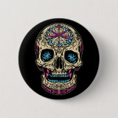Dia De Los Muertos Sugar Skull Ronde Button 5,7 Cm (Voorkant)