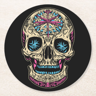Dia De Los Muertos Sugar Skull Ronde Kartonnen Onderzetter