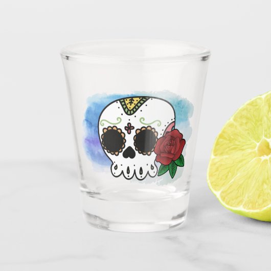 Dia de los Muertos Sugar Skull Shot Glas (Voorkant)