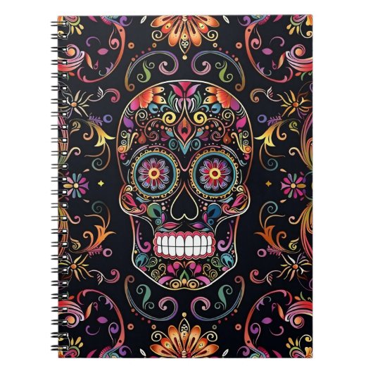 Dia de los Muertos Sugar Skull Spiral Notitieboek (Voorkant)