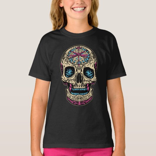 Dia De Los Muertos Sugar Skull T-shirt (Voorkant)