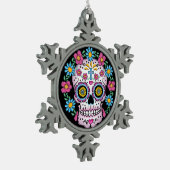Dia de los Muertos Sugar Skull Tin Sneeuwvlok Ornament (Links)