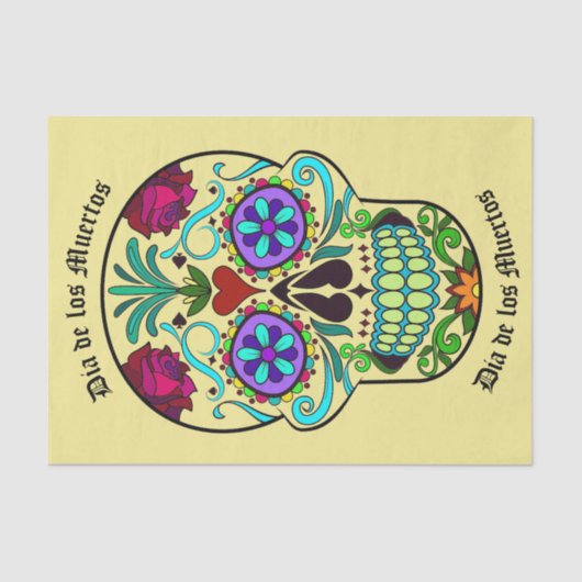 Dia de los Muertos Sugar Skull Tissue Paper Wrap Tissuepapier (Voorkant)