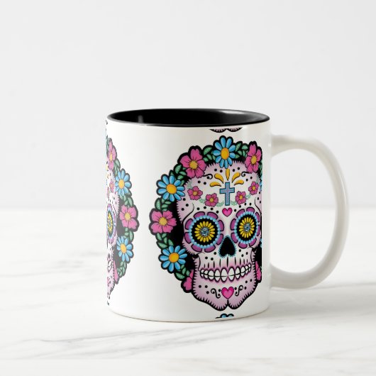 Dia de los Muertos Sugar Skull Tweekleurige Koffiemok (Rechts)