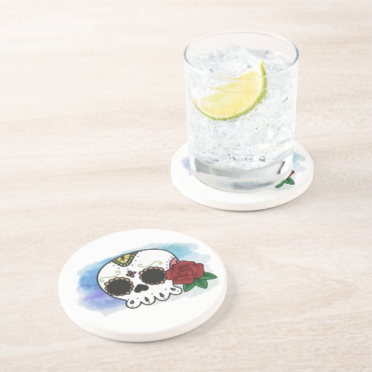 Dia de los Muertos Sugar Skull Zandsteen Onderzetter (Zijkant)