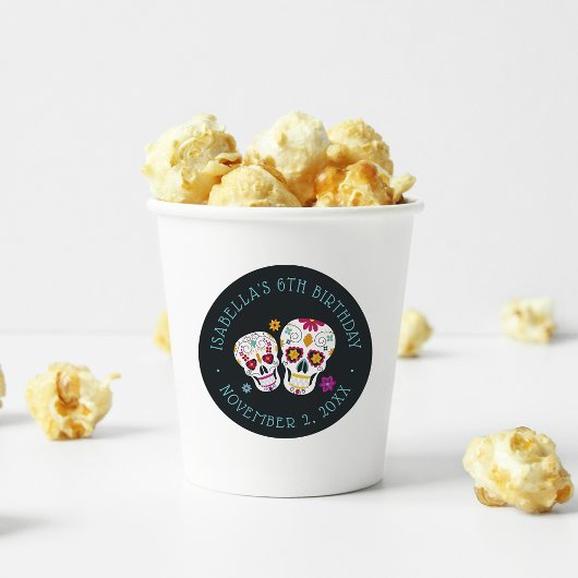 Dia de los Muertos Sugar Skulls Birthday Party Ronde Sticker