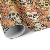 Dia de Los Muertos Sugar Skulls Calaveras Cadeaupapier (Rol Hoek)