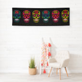 Día de los Muertos Sugar Skulls Custom Text Spandoek (Insitu)