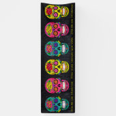 Día de los Muertos Sugar Skulls Custom Text Spandoek (Verticaal)