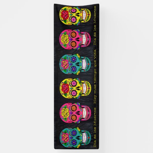 Día de los Muertos Sugar Skulls Custom Text Spandoek (Verticaal)