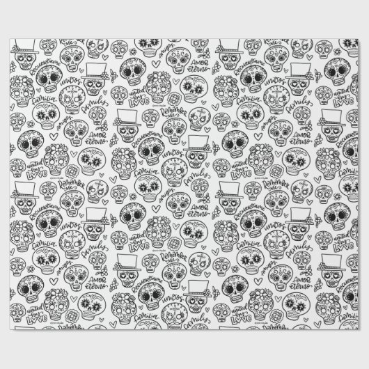 Dia de Los Muertos Sugar Skulls - Volwassenkleur Cadeaupapier (Vlak)