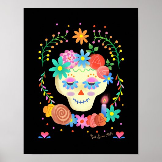 Día de los Muertos Suiker Schedel Kunstprint Poster (Voorkant)