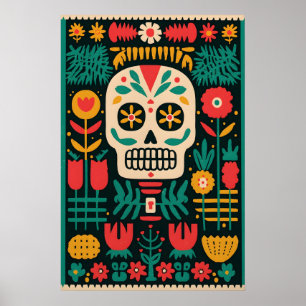 Dia de los Muertos Suiker Schedel Print Mexicaanse