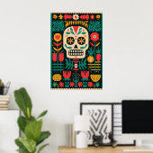 Dia de los Muertos Suiker Schedel Print Mexicaanse (Thuiskantoor)