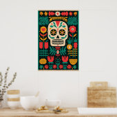 Dia de los Muertos Suiker Schedel Print Mexicaanse (Keuken)
