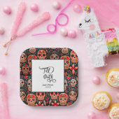 Dia De Los Muertos Suiker Schedel verlovingsfeestj Papieren Bordje (Feest)