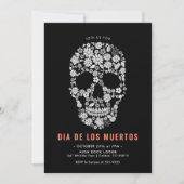 Dia de los Muertos Suiker Schedel Zwart Bloemmotie Kaart (Voorkant)
