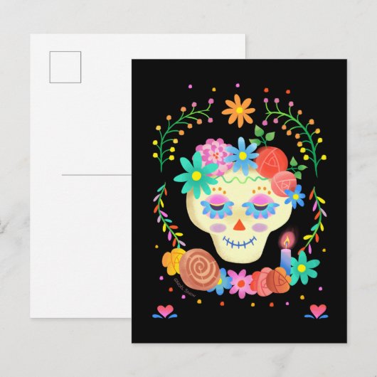 Día de los Muertos Suiker Skull Briefkaart (Voorkant / Achterkant)