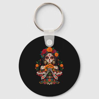 Dia de los muertos suikerschedel catrina dode dag sleutelhanger