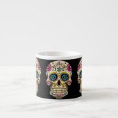 Día de los Muertos Suikerschedel met Kruis Espresso Kop (Voorkant)
