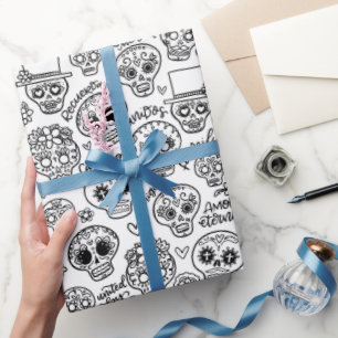 Dia de Los Muertos Suikerschedels - Kleurstoffen Cadeaupapier