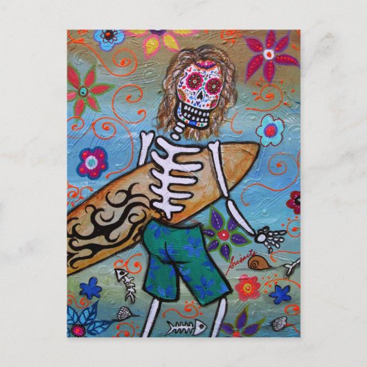 Dia de los Muertos SURFER Briefkaart (Voorkant)