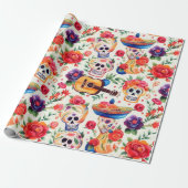Dia de los Muertos symbolen patroon Cadeaupapier (Uitgerold)