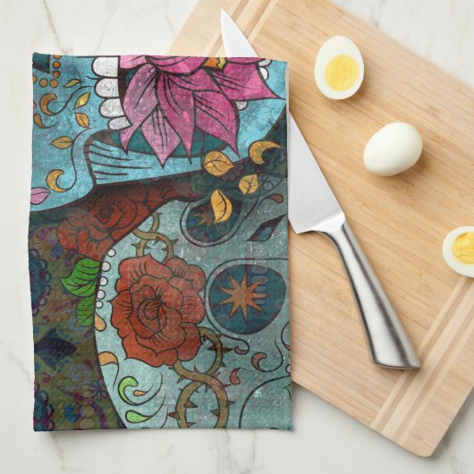 Dia De Los Muertos Theedoek (Quarter Fold)