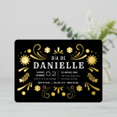 Día de los Muertos Theme Birthday Party Folie Uitnodiging (Staand Voorkant)