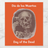 Dia de los Muertos Toasting Skeleton Wijnlabel Wijn Etiket (Enkel label)