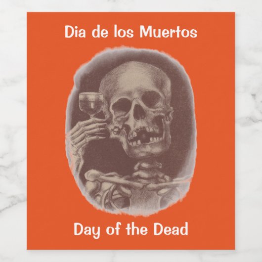 Dia de los Muertos Toasting Skeleton Wijnlabel Wijn Etiket (Enkel label)