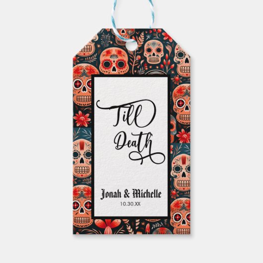 Día de los muertos tot de dood feest of bruiloft cadeaulabel (Voorkant)