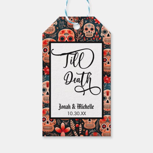 Día de los muertos tot de dood feest of bruiloft cadeaulabel (Voorkant)
