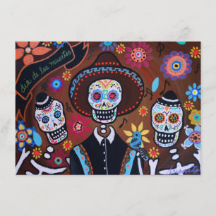 Dia de los Muertos Tres Amigos Mariachi Kaart