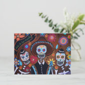 Dia de los Muertos Tres Amigos Mariachi Kaart (Staand voorkant)
