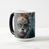 Dia de los Muertos turquoise beschilderd gezicht Magische Mok (Voorkant links)