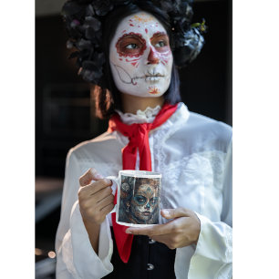 Dia de los Muertos turquoise beschilderd gezicht Magische Mok