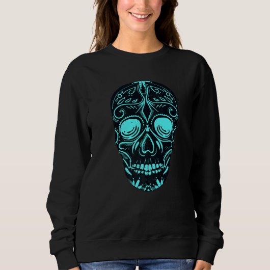 Dia De Los Muertos Turquoise Mask Skull Premium Trui (Voorkant)