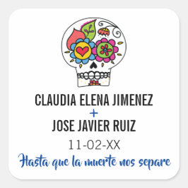 Dia de Los Muertos, Vierkante bruiloft Sticker