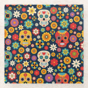 Dia de los Muertos Vintage Glazen Onderzetter