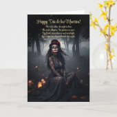 Dia de los Muertos  vrouw Sugar Skull Kaart (Gele Bloem)