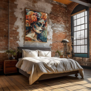 Dia de los Muertos waterverf beschilderd gezicht Poster