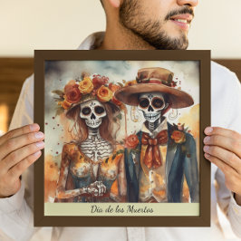 Dia de los Muertos waterverf bruidspaar Perfect Poster
